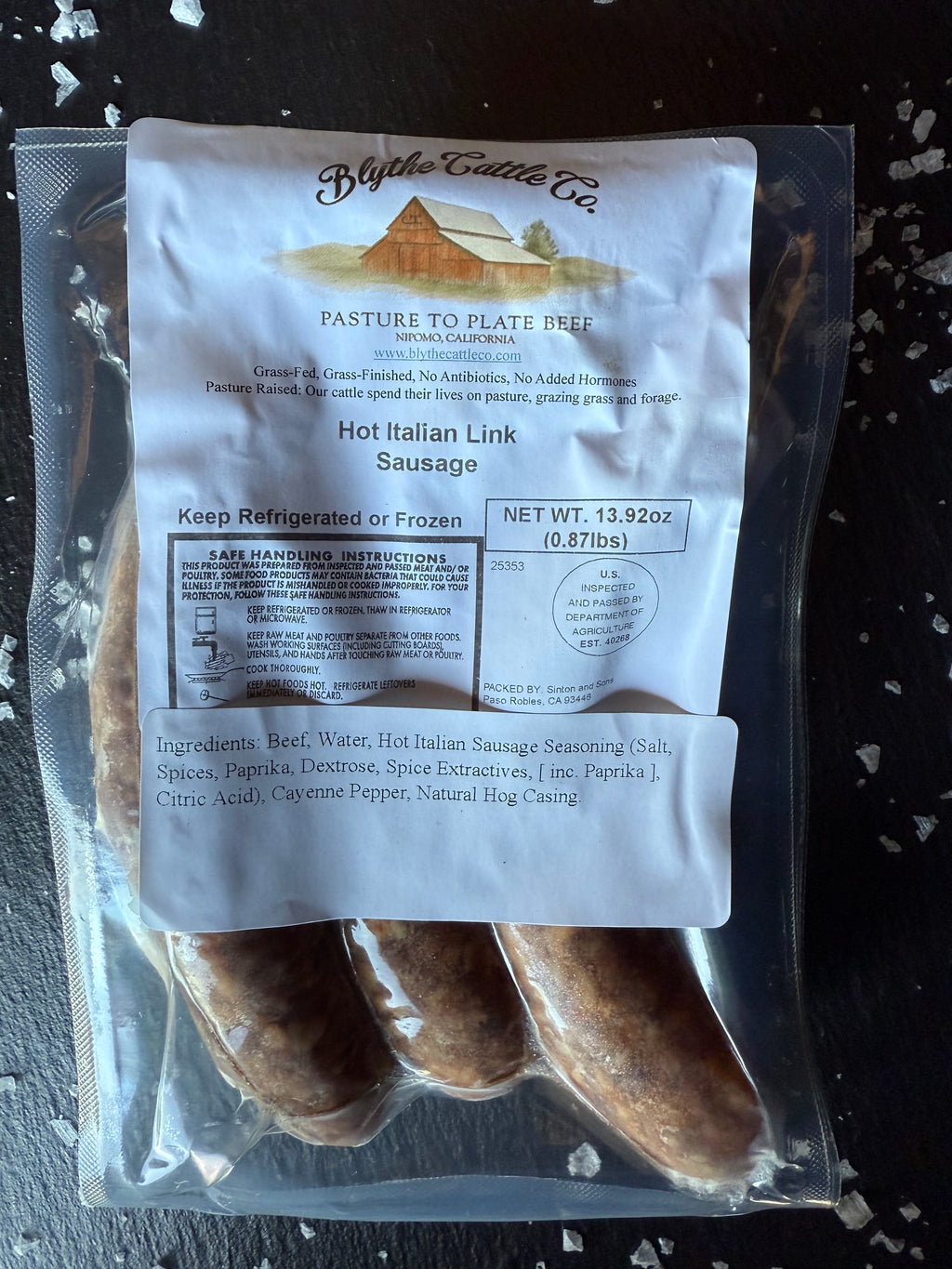 Grass-Finished Hot Italian Beef Sausage