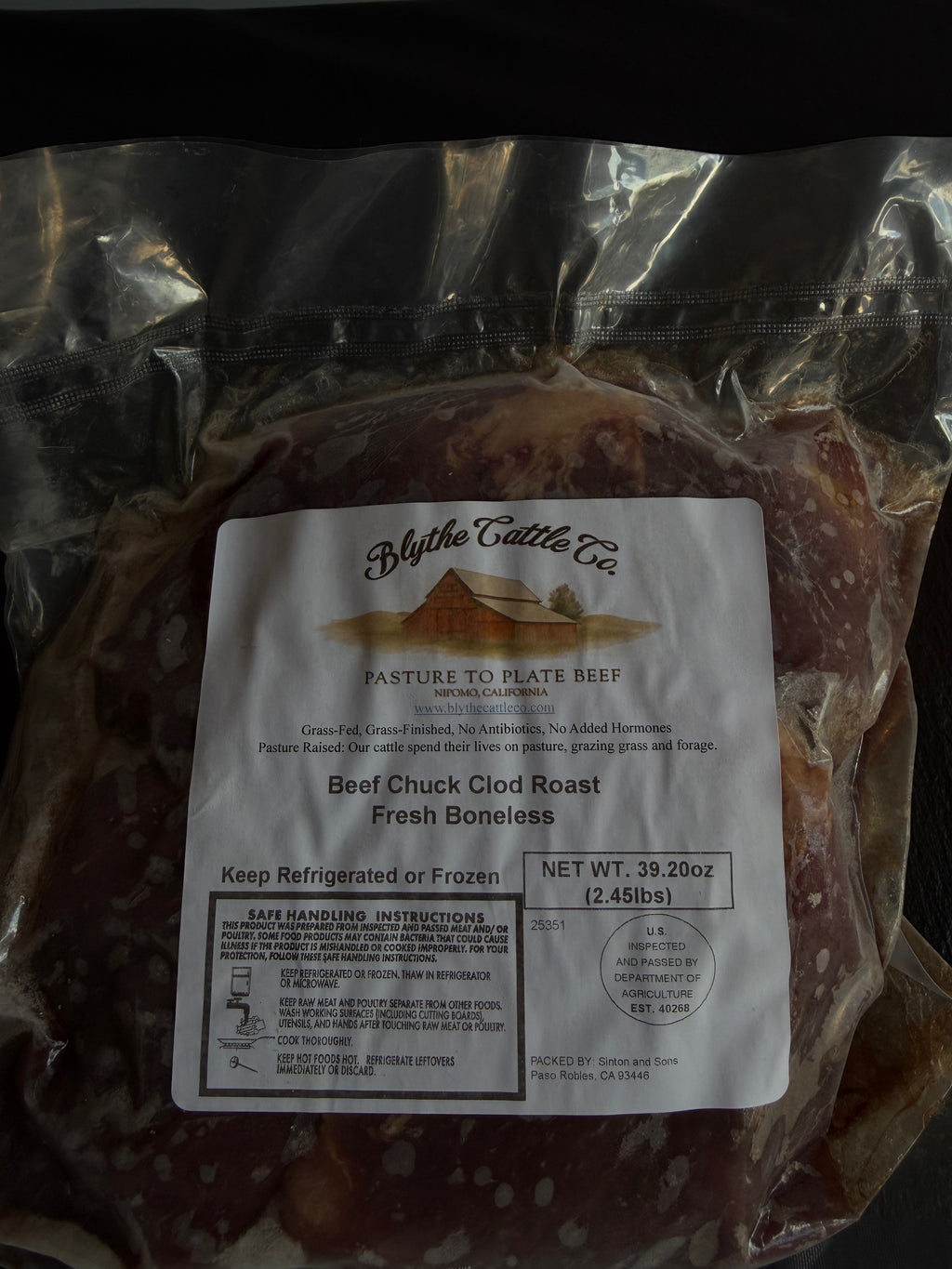 Grass-Finished Chuck Roast (Boneless)