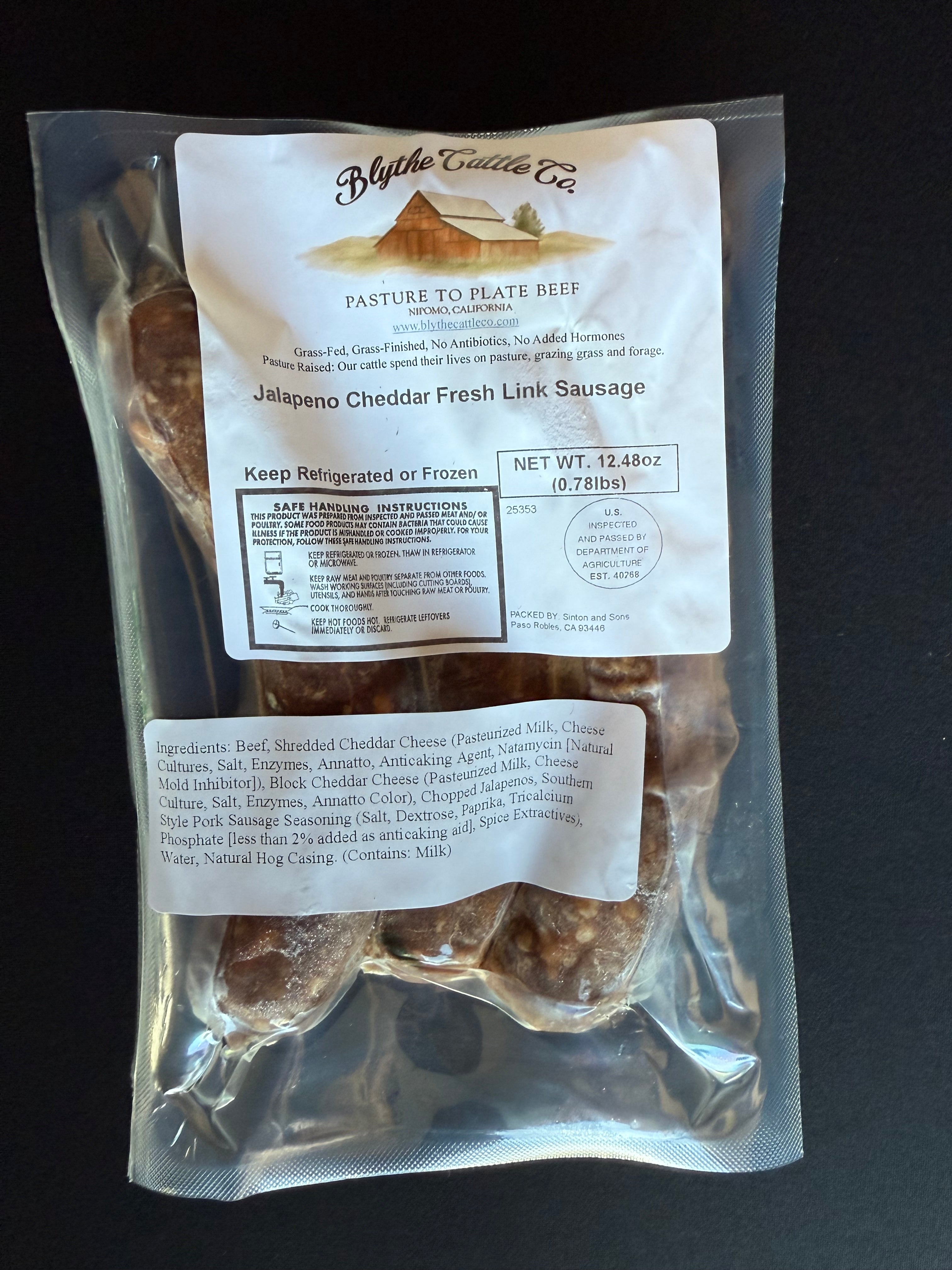 Grass-Finished Jalapeno Cheddar Beef Sausage