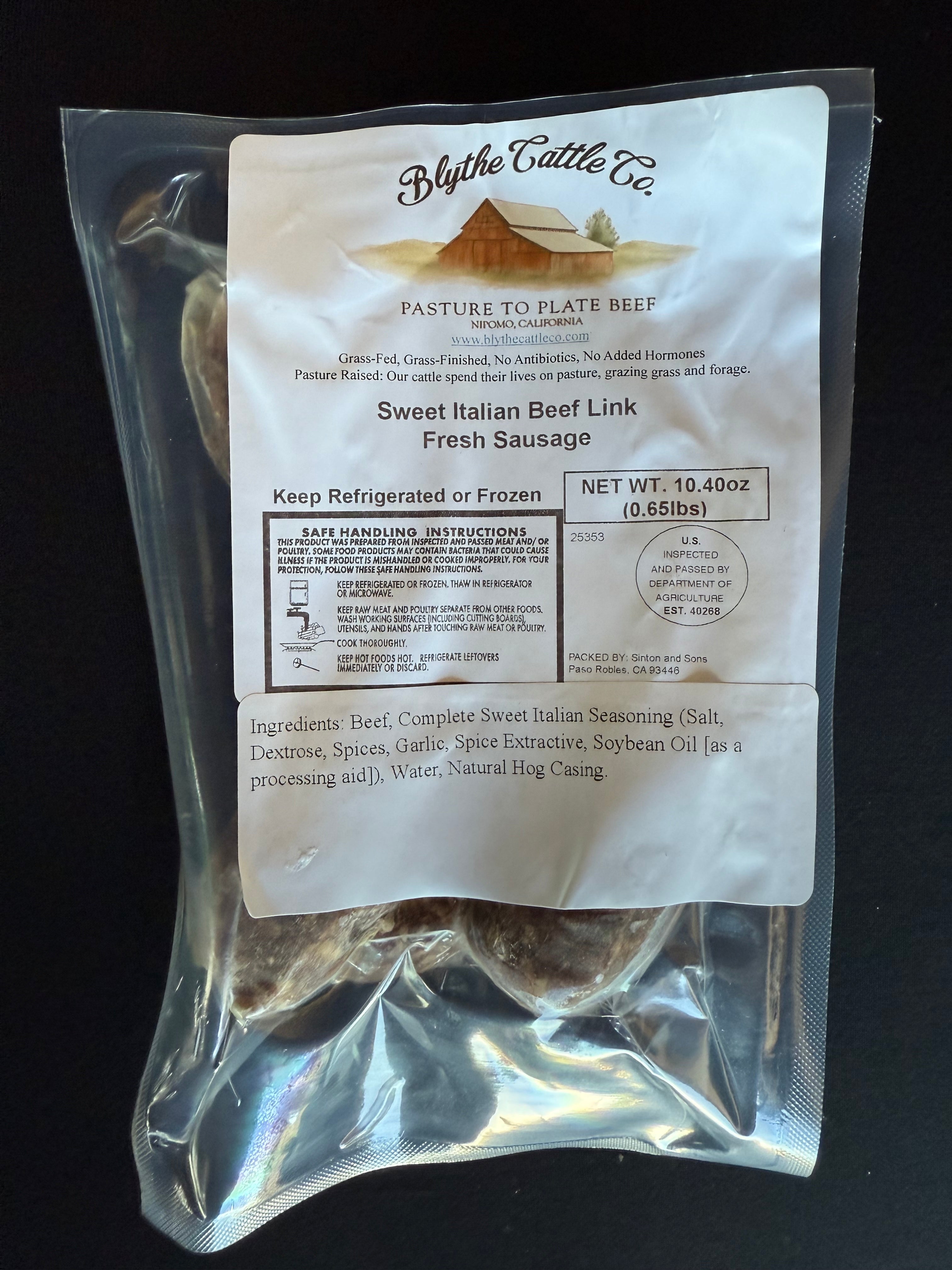 Grass-Finished Sweet Italian Beef Sausage